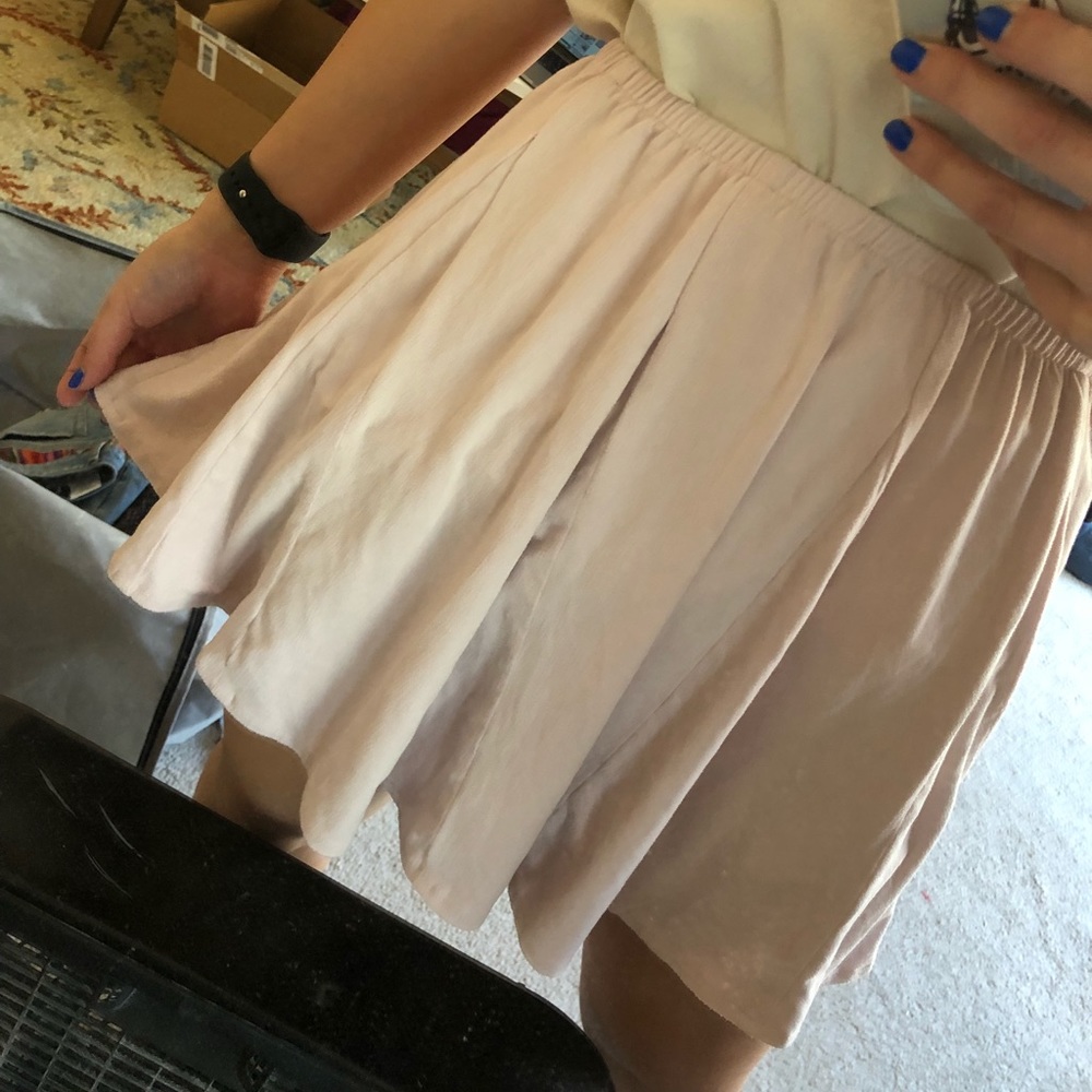 flowy blush suede skirt